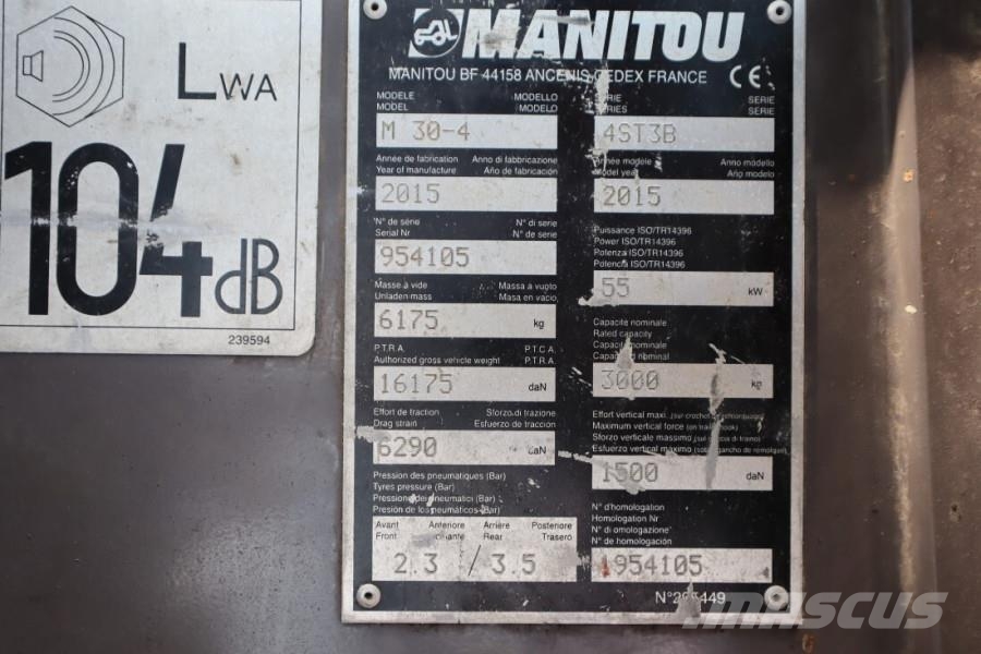 Manitou M30-4 Diesel, 4x4 Drive, 3t Capacity, Triplex Mast ラフターテレントラック