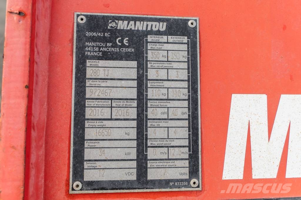 Manitou 280 TJ Teleskooppipuominostimet