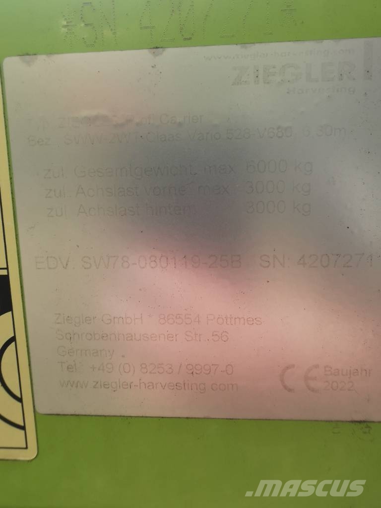 Ziegler Carrier Claas VARIO 528 V680 Otra maquinaria agrícola