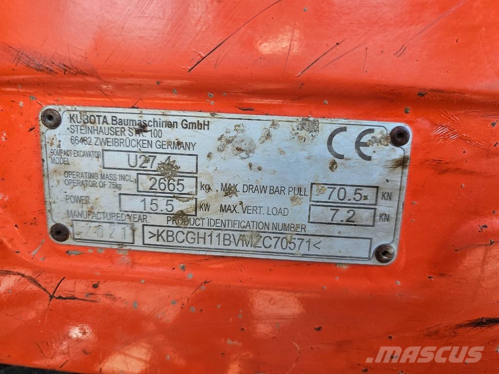 Kubota U 27-4, jak KX27, 8026, 302.7, ECR25 Minigraafmachines < 7t