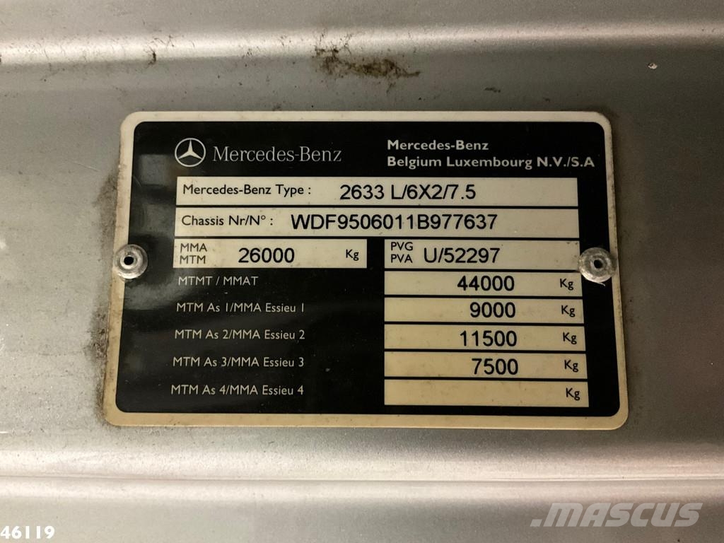 Mercedes-Benz Axor 2633 Effer 52 Tonmeter laadkraan + Fly-Jib Ju 全路面起重機/吊車