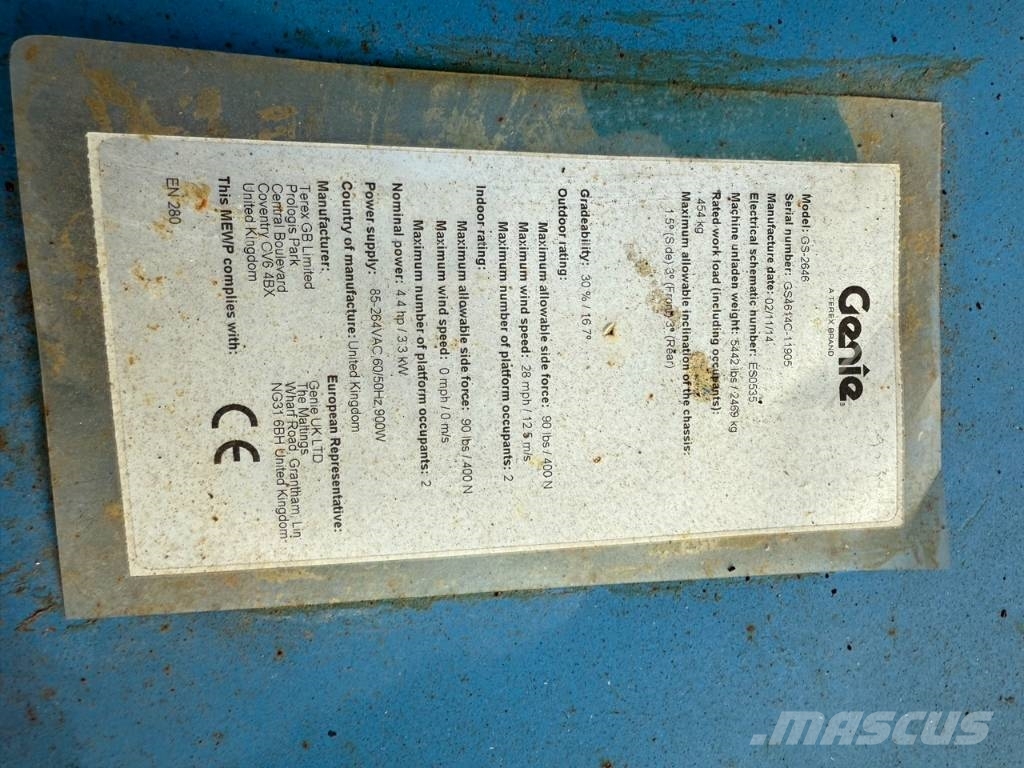 Genie 10 GS 2646 Schaarhoogwerker 10 meter Plataformas tijera