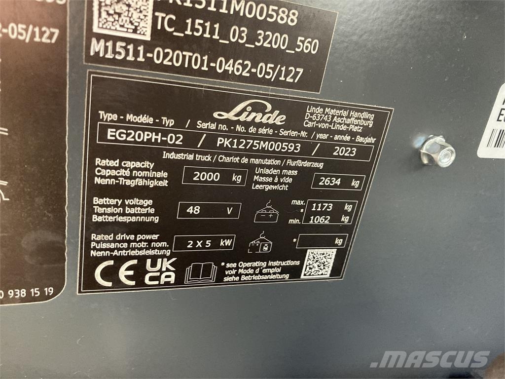Linde EG20PH شاحنات ذات رافعات شوكية تعمل بالكهرباء