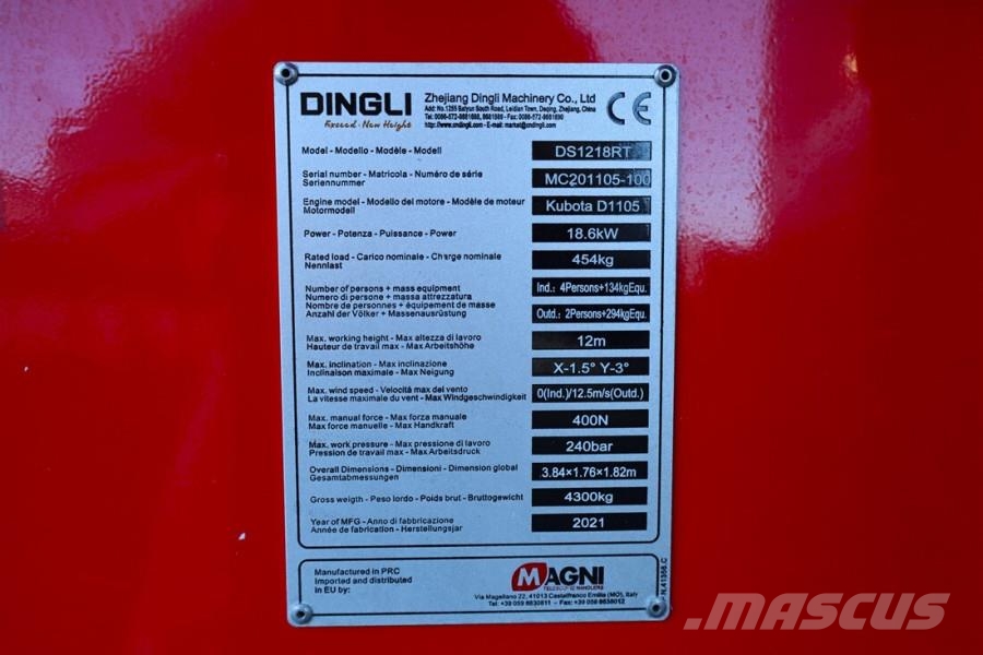 Magni DS1218RT Valid inspection, Diesel, 4x4 Drive, 12m Scheren-Arbeitsbühnen