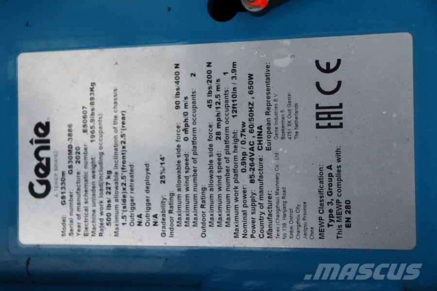 Genie GS1330M Valid inspection, *Guarantee! All-Electric Schaarhoogwerkers