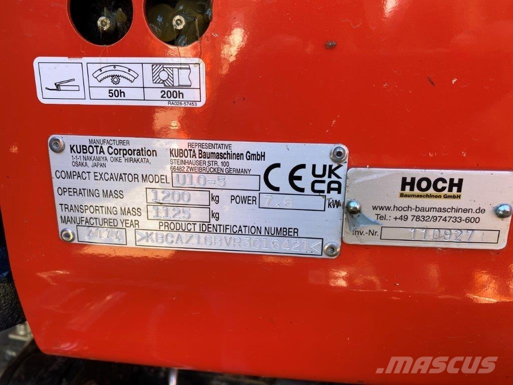 Kubota U10-5 VHG SL Side Level MS01 Serviceport حفارات صغيرة أقل من 7 طن (حفارات صغيرة)