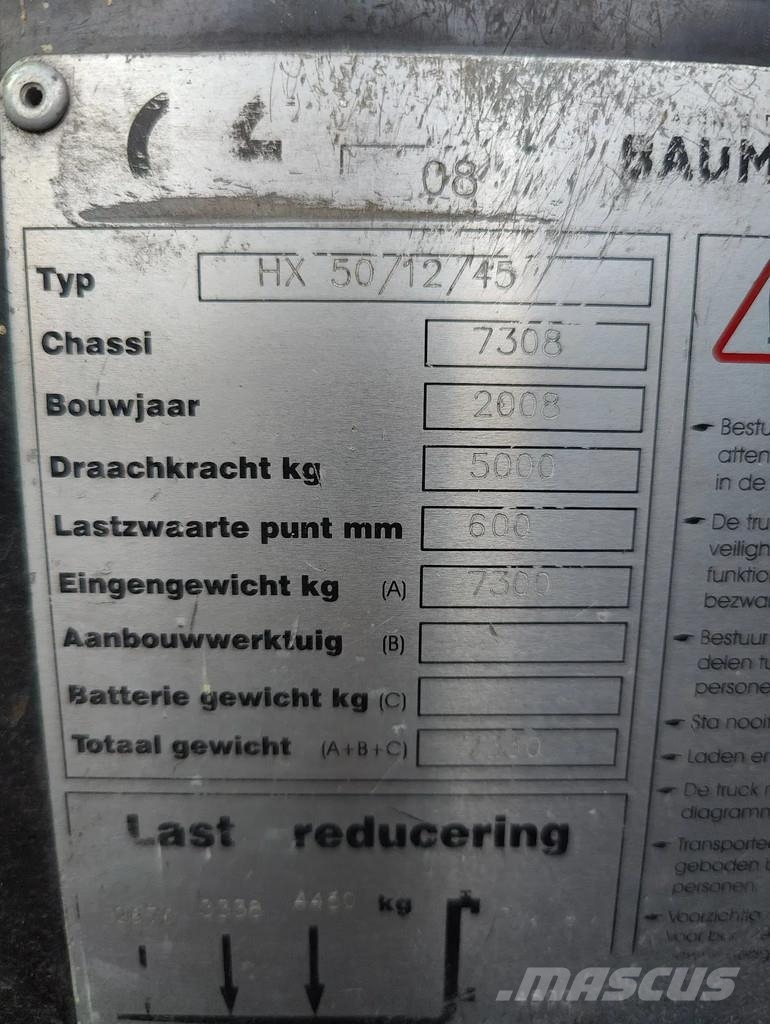 Baumann zijlader / sideloader HX 50/12/45 5000 kg Carretillas de carga lateral