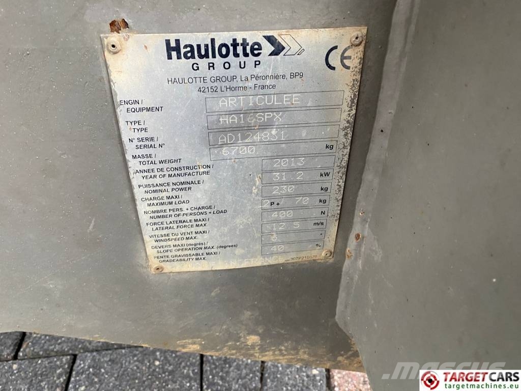 Haulotte HA16SPX Articulated 4x4 Diesel Boom Work Lift 16M Zelfrijdende knikarm hoogwerker