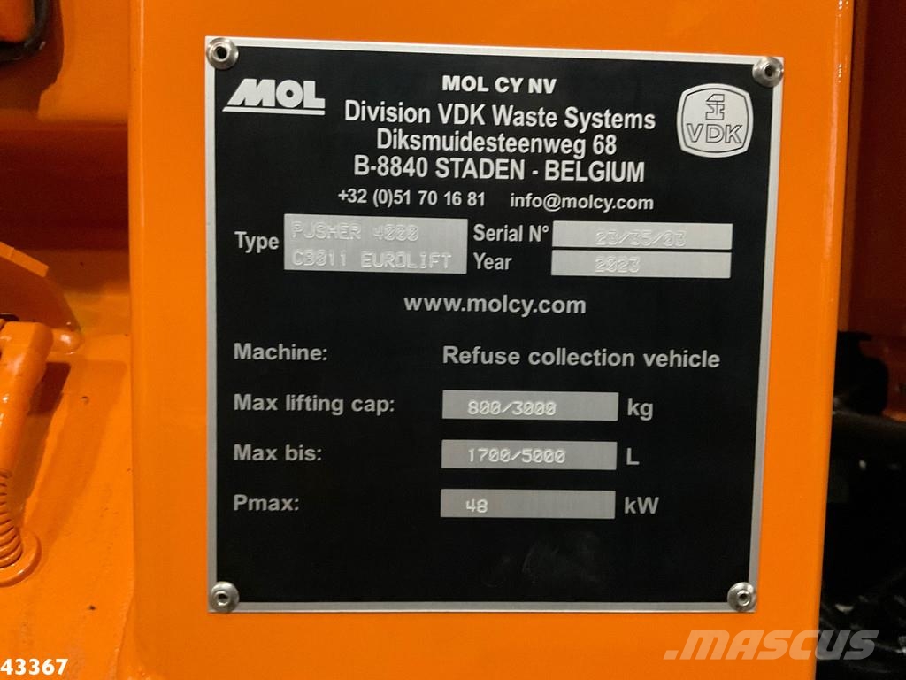 DAF FAN CF 340 VDK 22m³ AE Weighing system 폐기물 수거 트럭