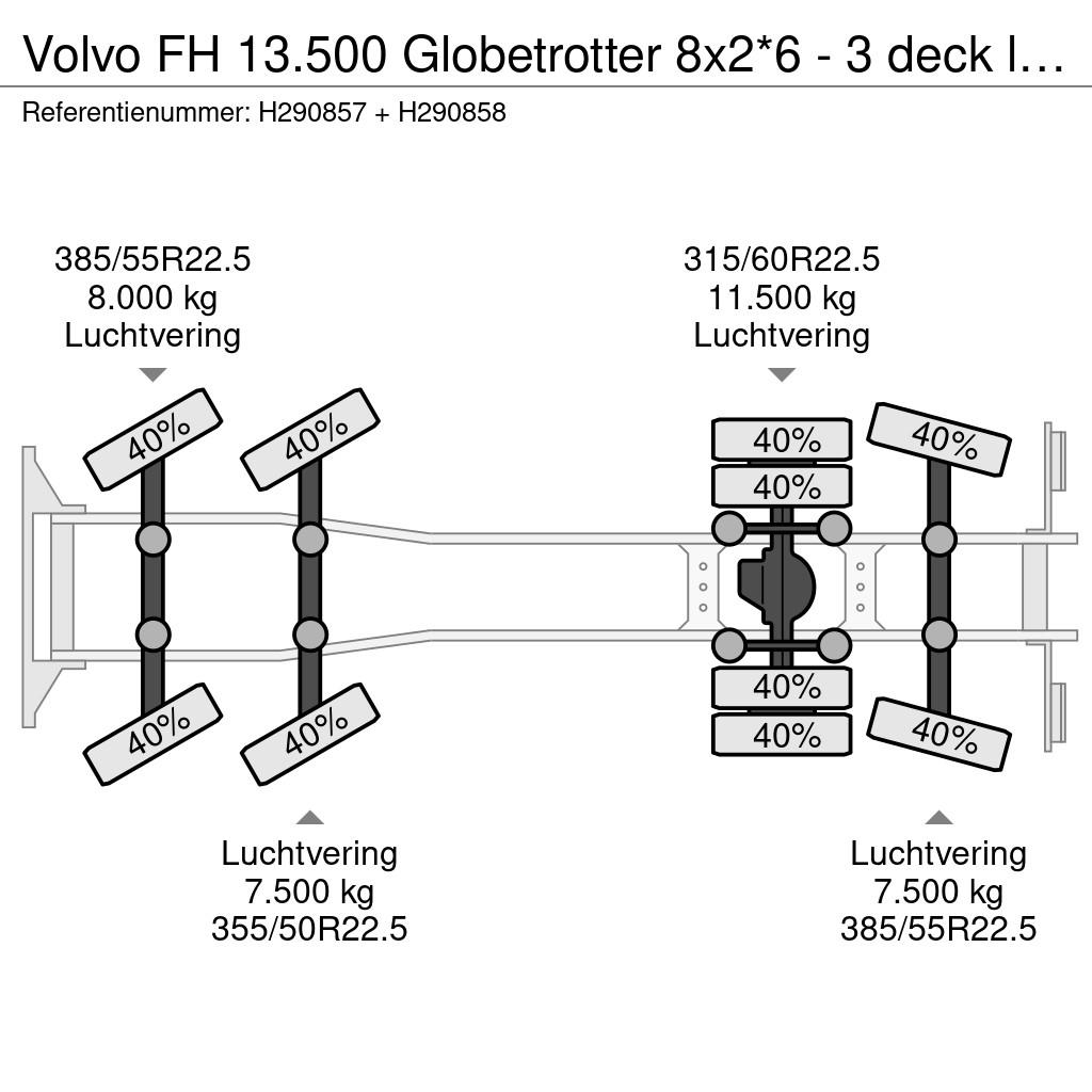 Volvo FH 13.500 Globetrotter 8x2*6 - 3 deck livestock + Dieren transport trucks