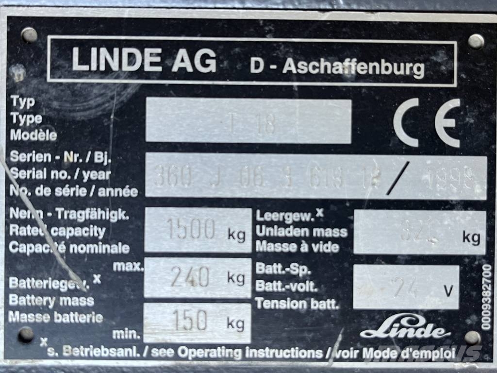 Linde T18 /360/ (LONG 1600) V-2047 OB Kézi raklapemelők