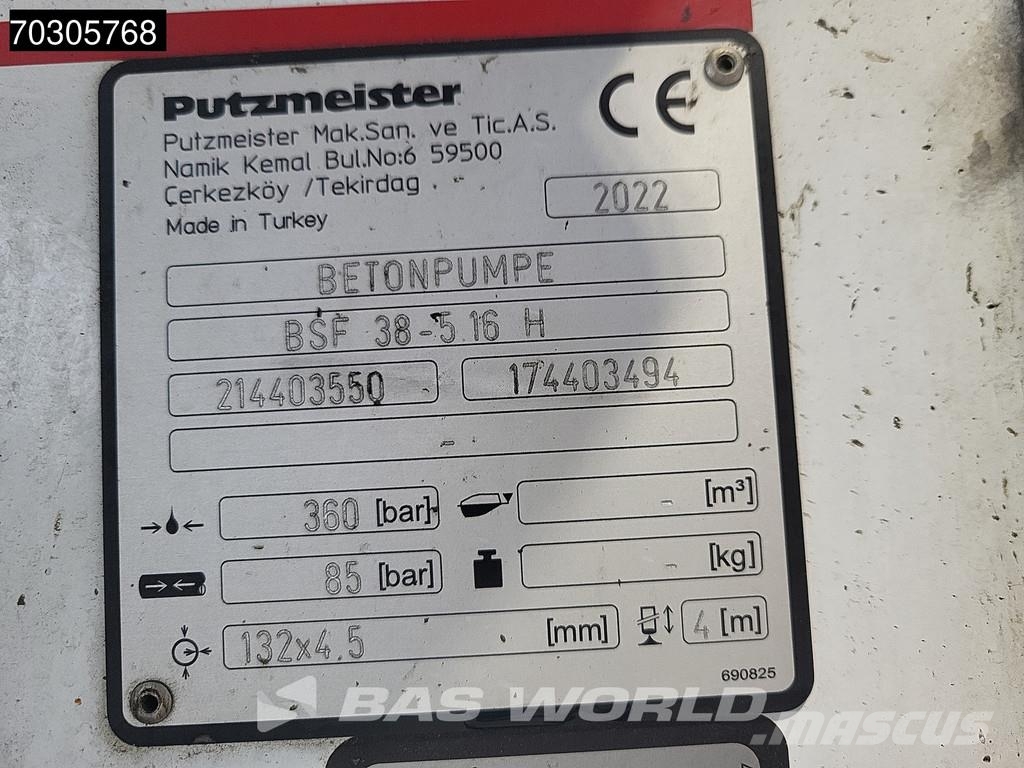 Mercedes-Benz Arocs 3240 8X4 38mtr Putzmeister BSF 38-5 16 H pum コンクリートポンプ車