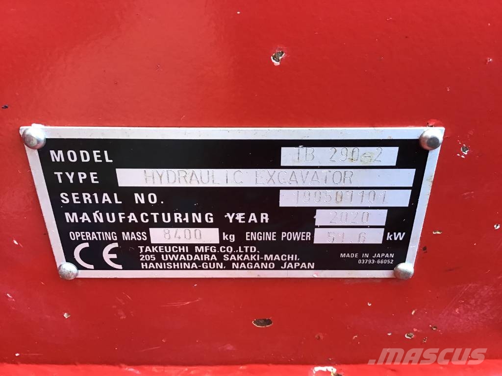 Takeuchi TB 290-2 Midigraafmachines 7t - 12t