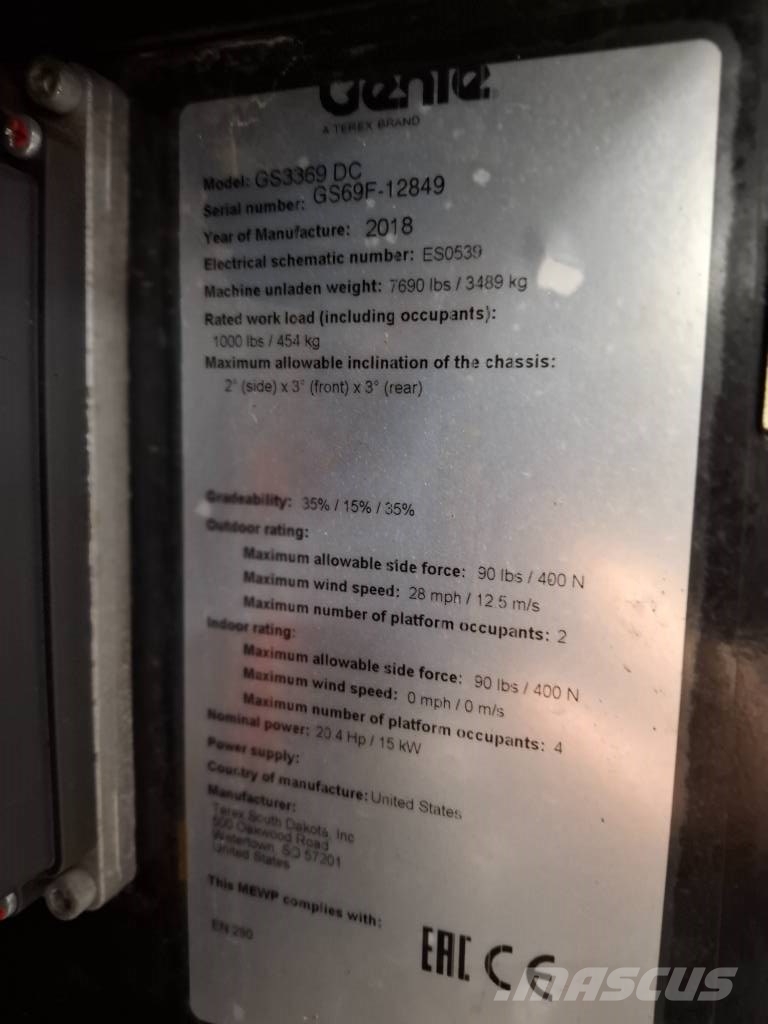 Genie GS 3369 DC Škarjaste dvižne ploščadi