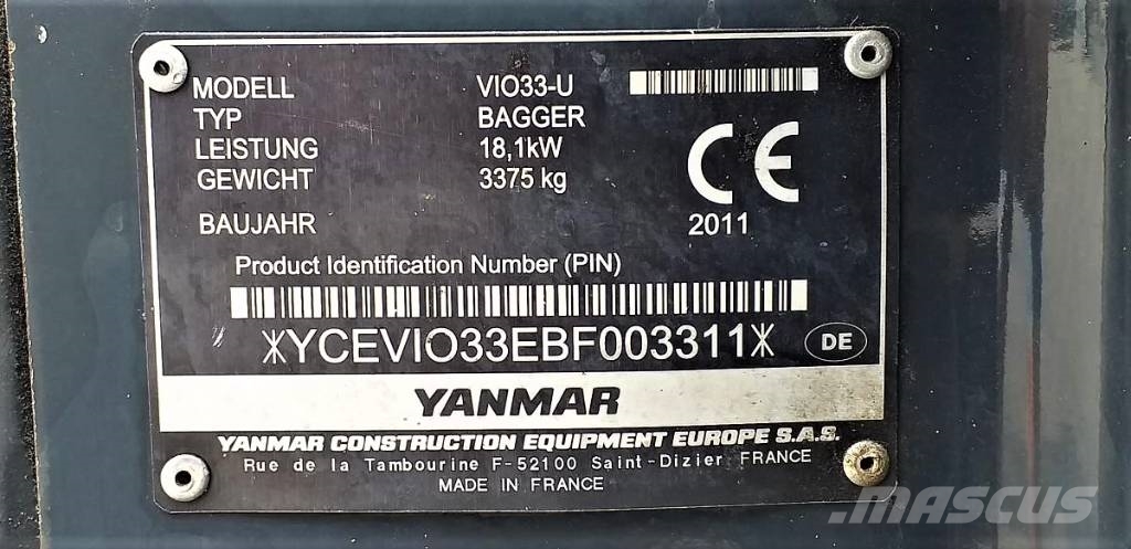 Minikoparka gąsienicowa YANMAR VIO 33 U Minigraafmachines < 7t