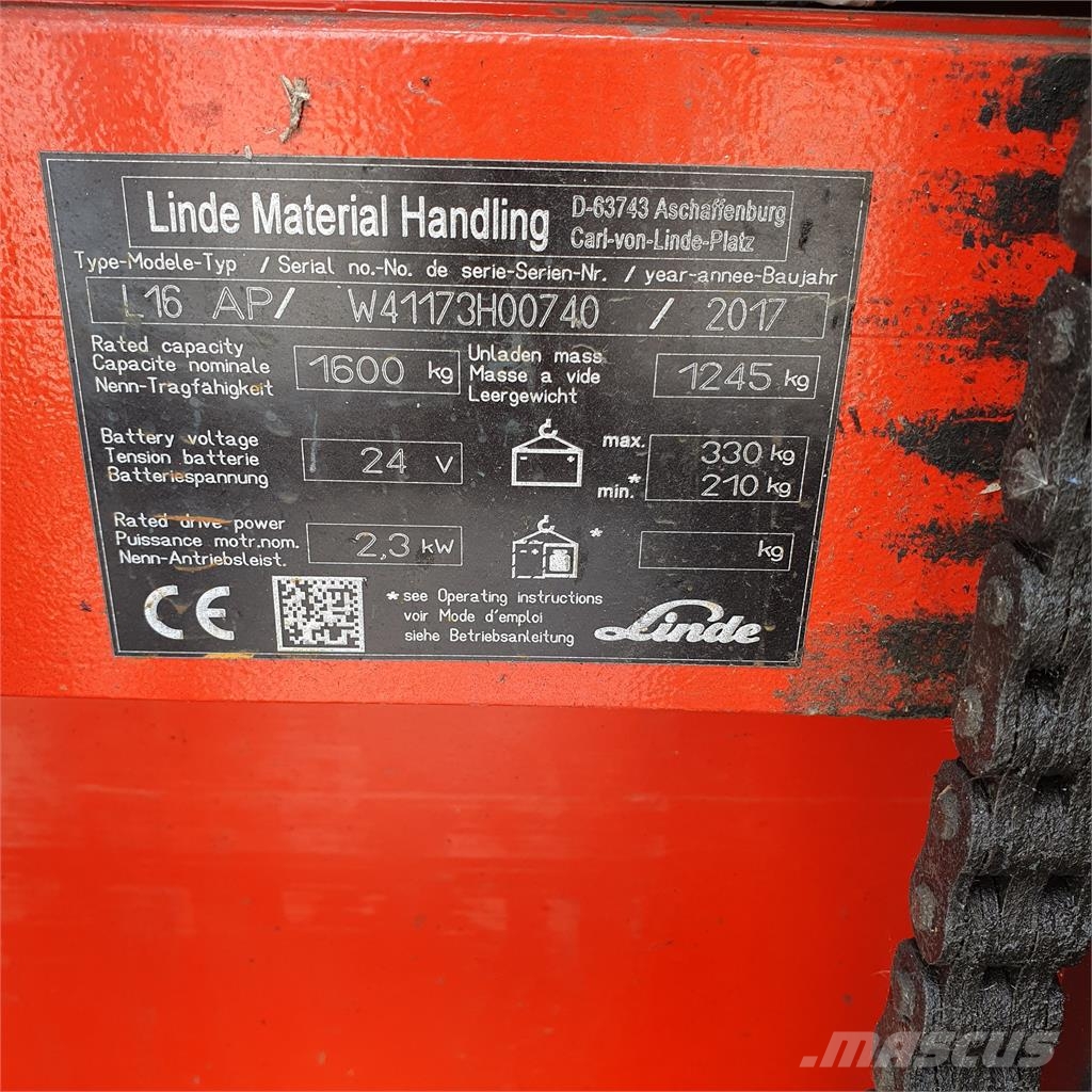 Linde L16AP Самохідні електроштабелери
