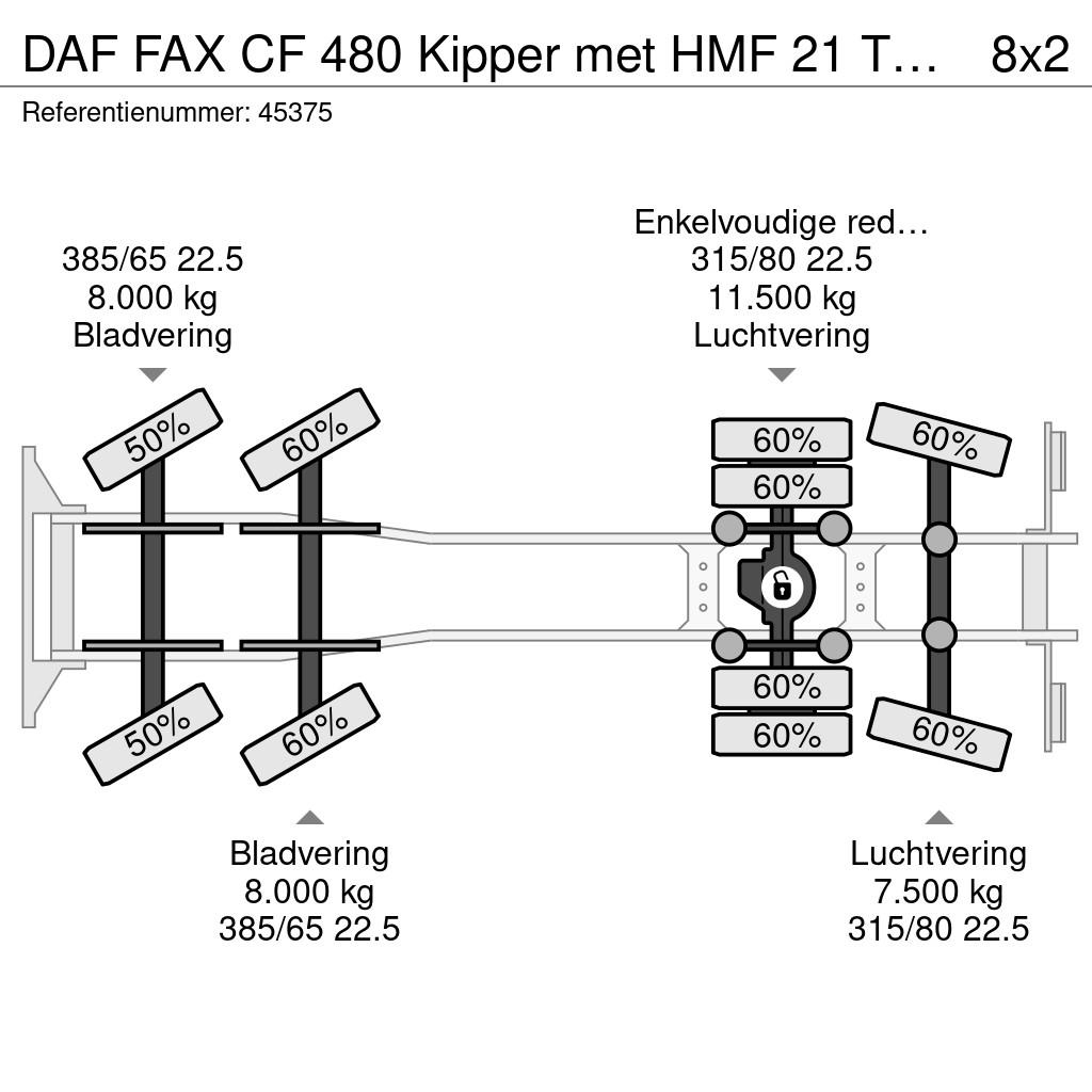 DAF FAX CF 480 Kipper met HMF 21 Tonmeter laadkraan Savivarčių priekabų vilkikai