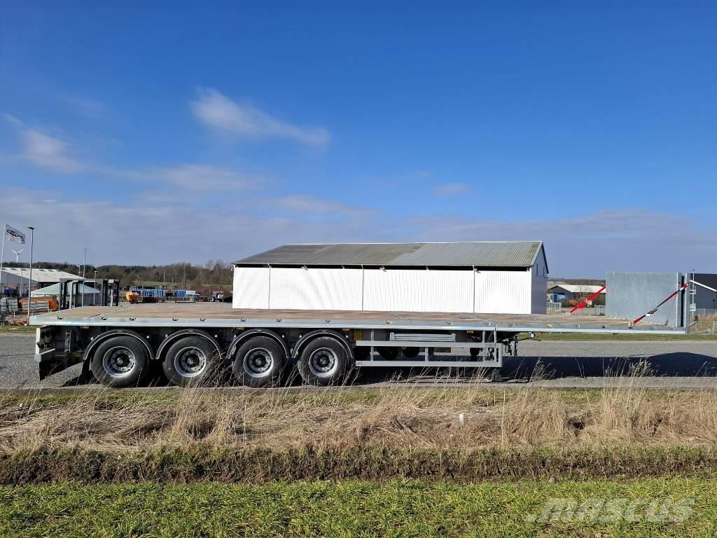 AMT UL400 4 akslet åben trailer med 7 m udtræk Rimorchi con sponde ribaltabili