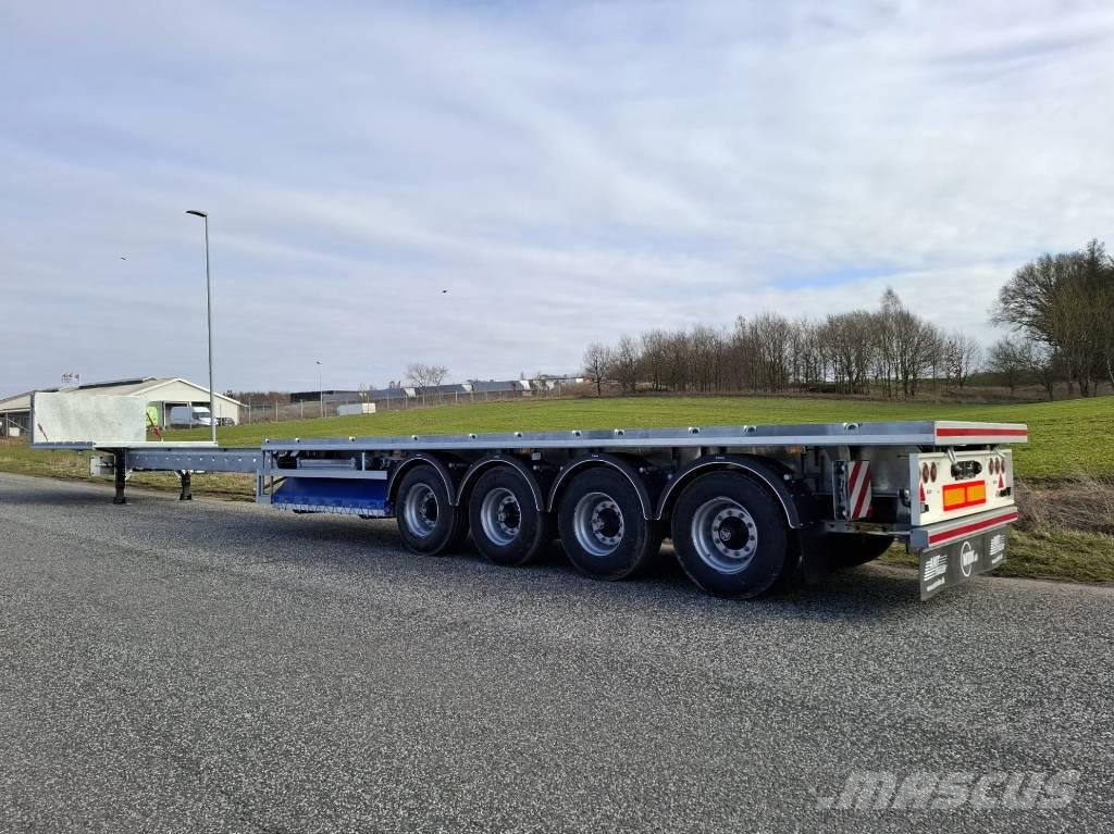 AMT UL400 4 akslet åben trailer med 7 m udtræk Rimorchi con sponde ribaltabili