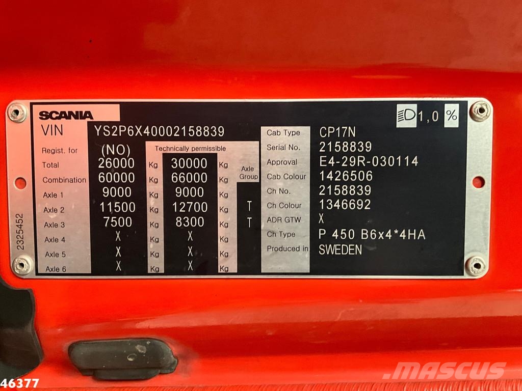 Scania P 450 XT 6x4 Euro 6 Kaiser 15m³ Vacuum/Saug Camion autospurgo