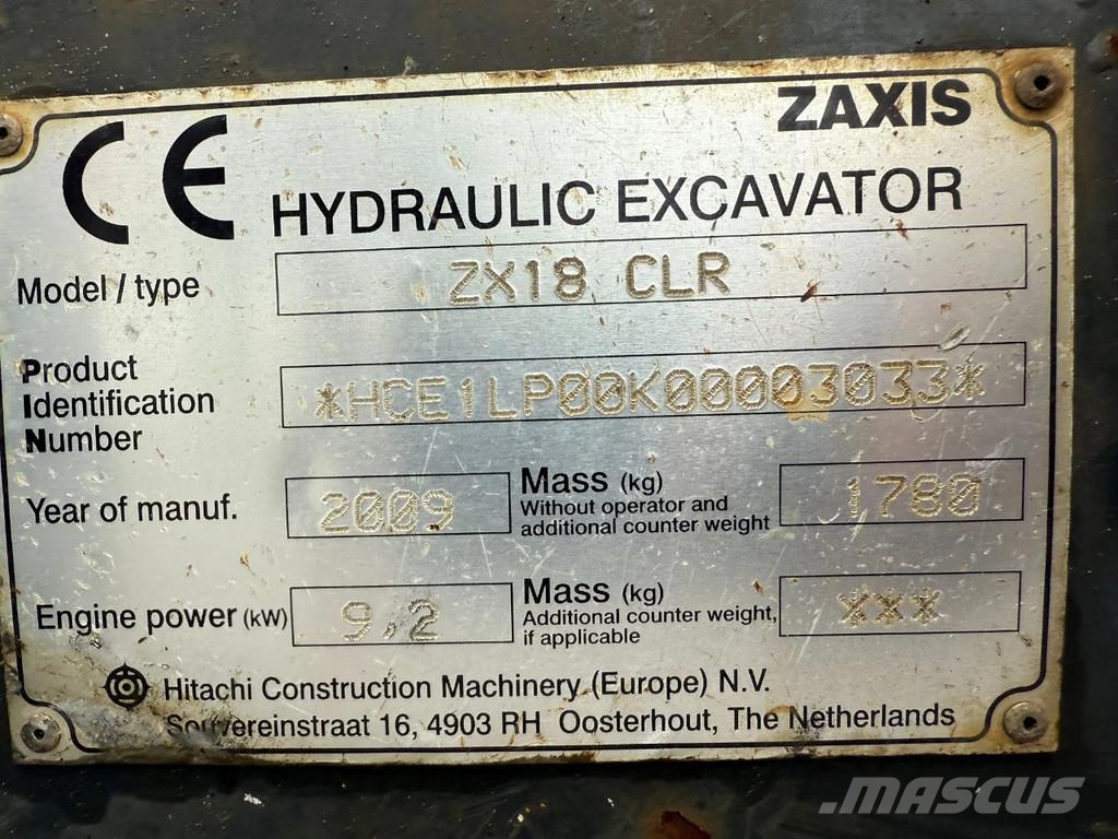 Hitachi ZX18 CLR minigraver Mini rýpadlá < 7t
