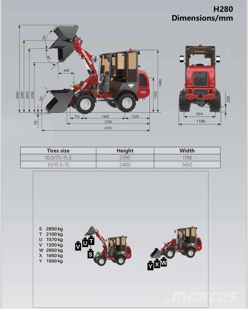 Heracles H280 PRO, Telescoop en Elektrisch Kolesni nakladalci
