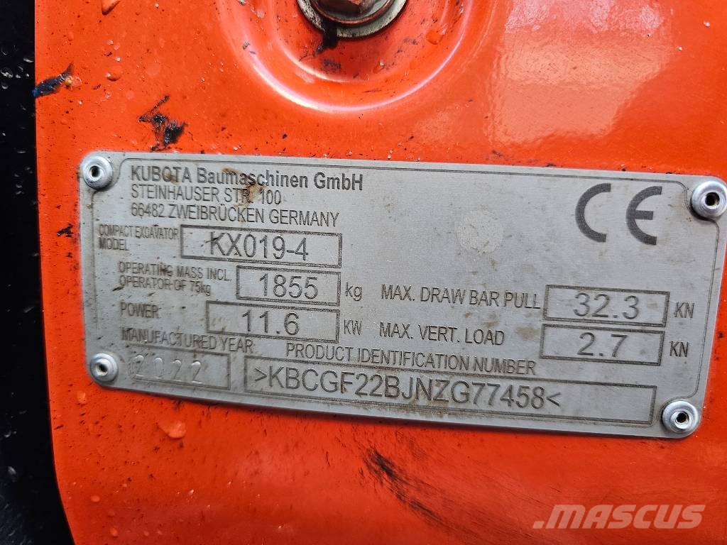Kubota KX019-4, kx19 / like kx016, 301.6, 8018, 19C Minikaivukoneet < 7t