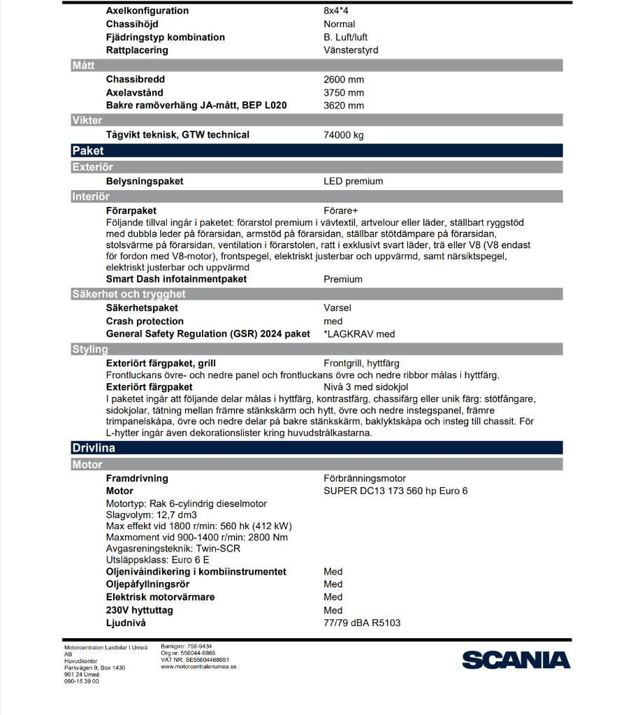 Scania R560 8x4*4 R 560 LB Camiones elevadores de gancho