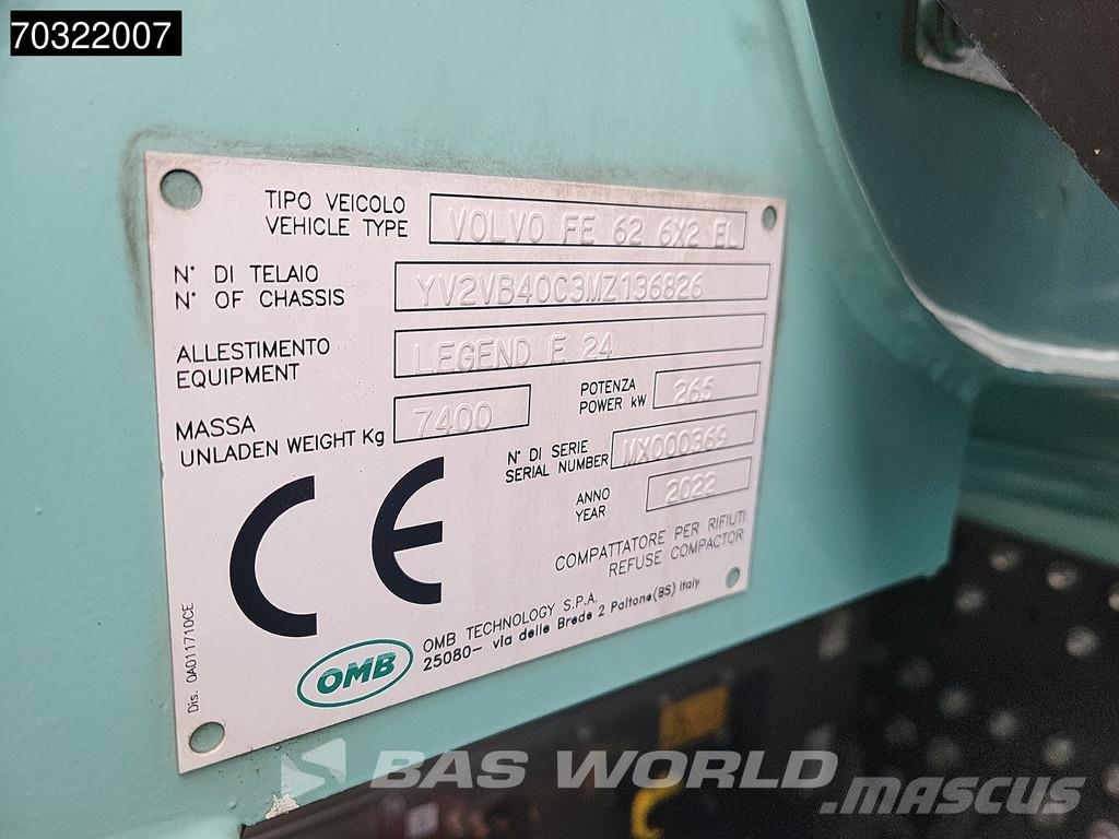 Volvo Electric 6X2 100% Electric 4x66Kw 20m3 OMB Legend Kamioni za otpad