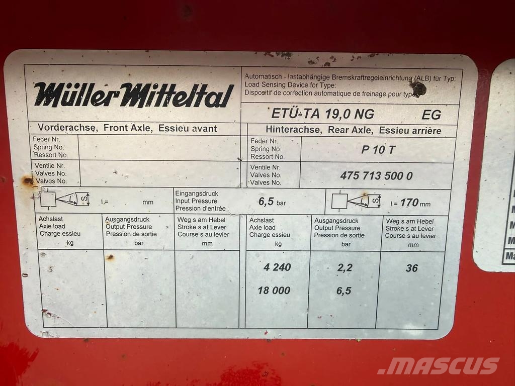 Müller-Mitteltal ETÜ-TA 19,0 NG | 2 Axle Low | 19 tons | Loader Tra Poluprikolice labudice