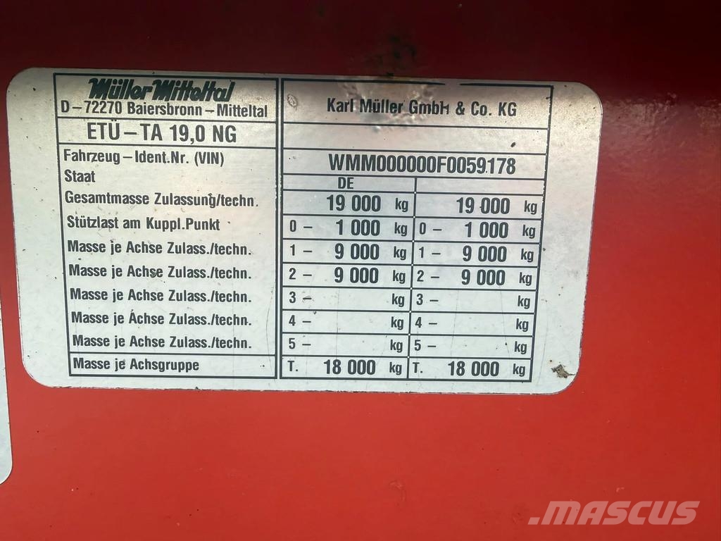 Müller-Mitteltal ETÜ-TA 19,0 NG | 2 Axle Low | 19 tons | Loader Tra Poluprikolice labudice