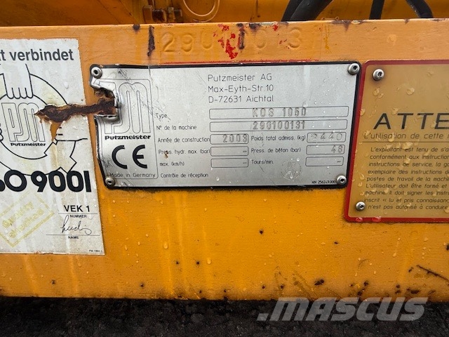 Putzmeister KOS 1050 USED CONCRETE PUMP مضخات خرسانة