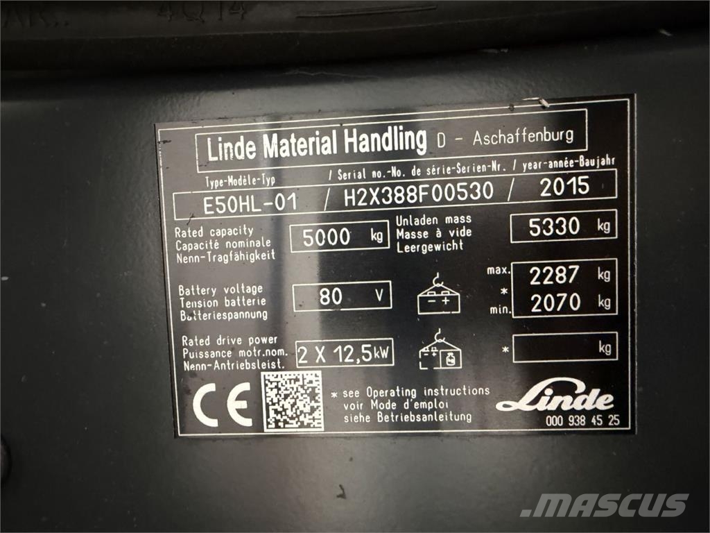 Linde E50HL شاحنات ذات رافعات شوكية تعمل بالكهرباء