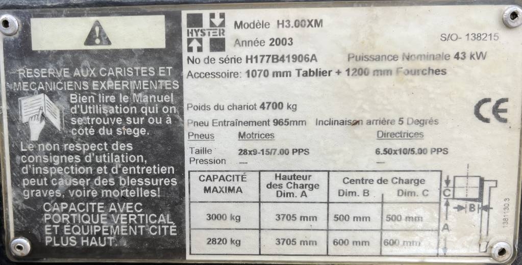 Hyster H3.00XM V-4117 EO Diesel forklifts