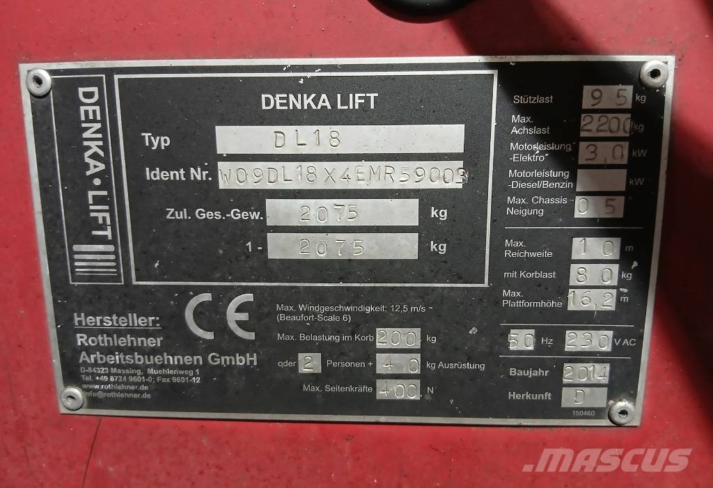 Rothlehner Denka Lift DL18 Vlečne dvižne ploščadi