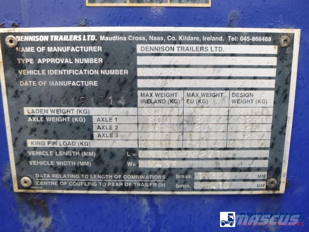 Dennison 3-axle container trailer 20-30-40-45 ft Kontejnerske poluprikolice