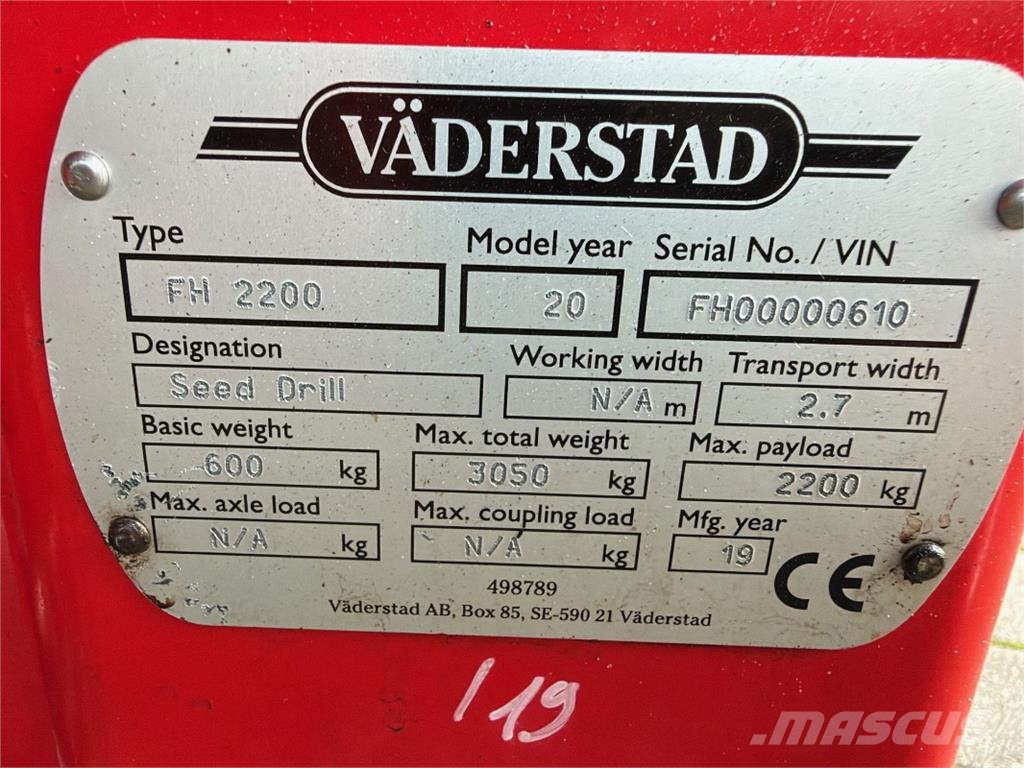 Väderstad Tempo V12 inklusive FH 2200 Ostale poljoprivredne mašine