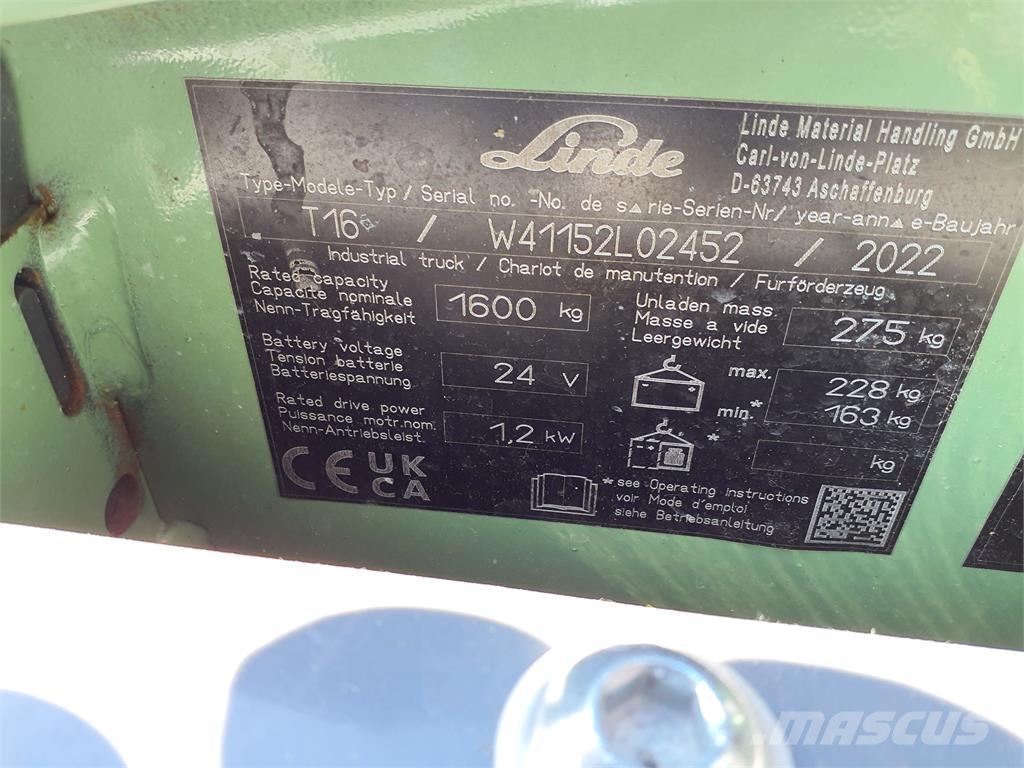 Linde T16 Meeloop stapelaar