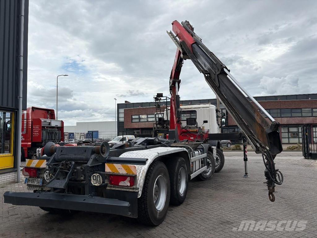 Scania P 410 + FASSI F 165 - 2X EXT. + 8X4 + HOOK ARM SYS Rol kiper kamioni s kukama za dizanje
