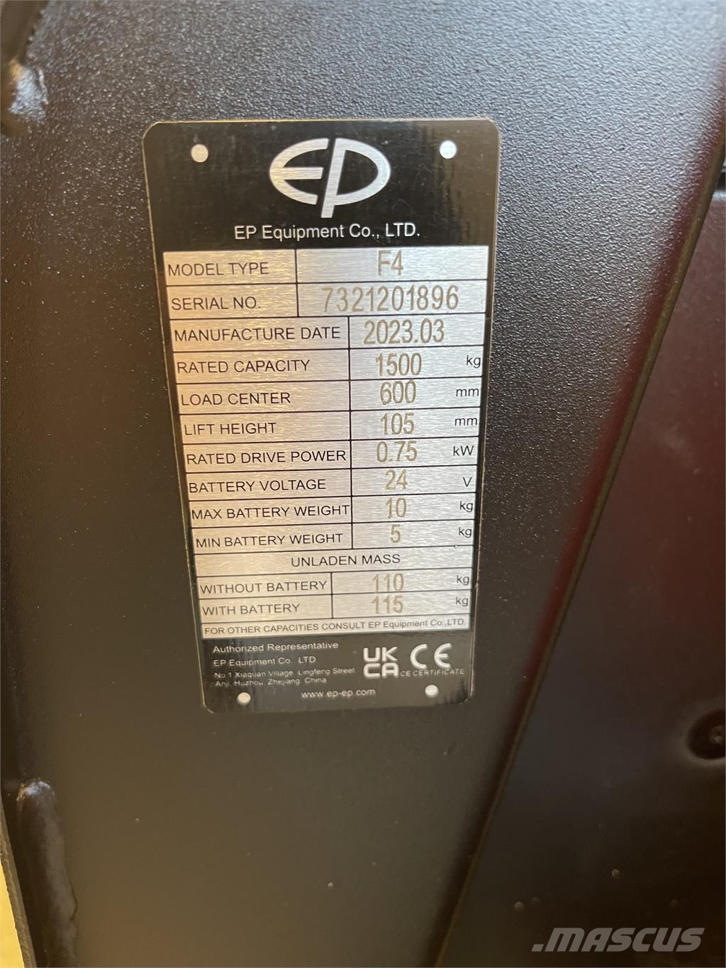 EP Equipment F4 Pedestrian stacker