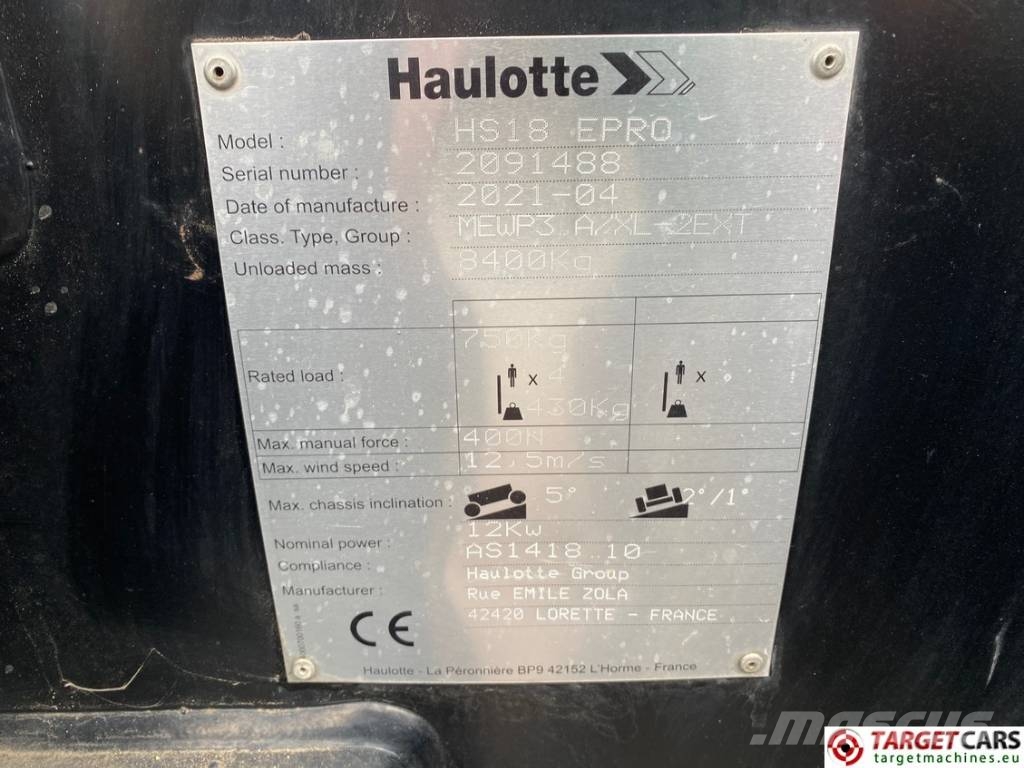 Haulotte HS18E Electric 4x4 Scissor Work Lift 1800cm Škarjaste dvižne ploščadi