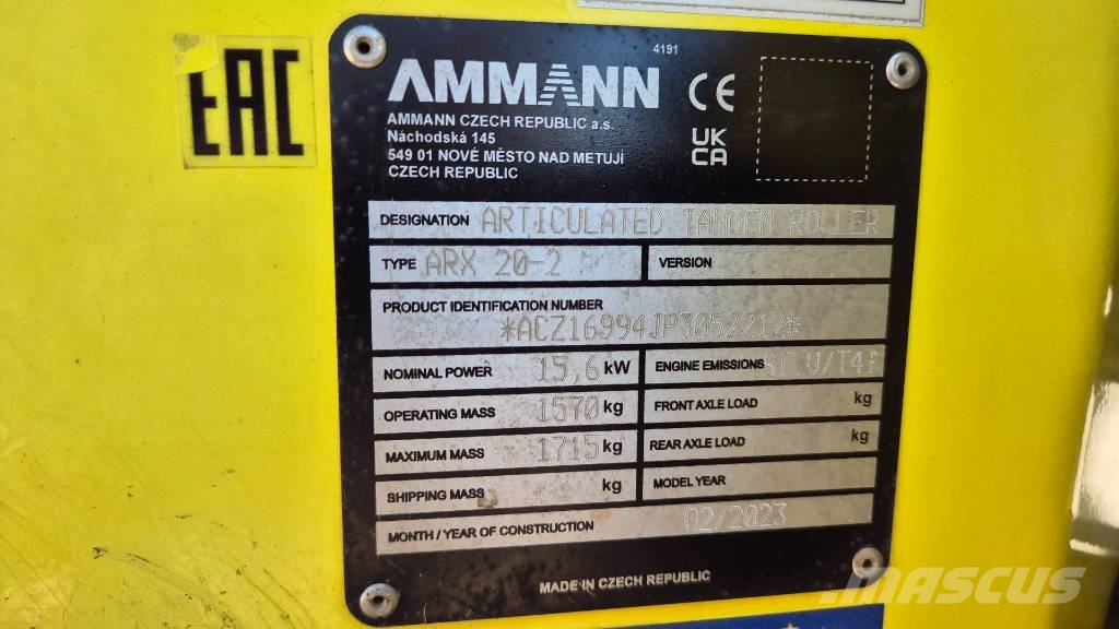 Ammann ARX20-2 - 2023 YEAR - 230 HOURS Tandem Valser
