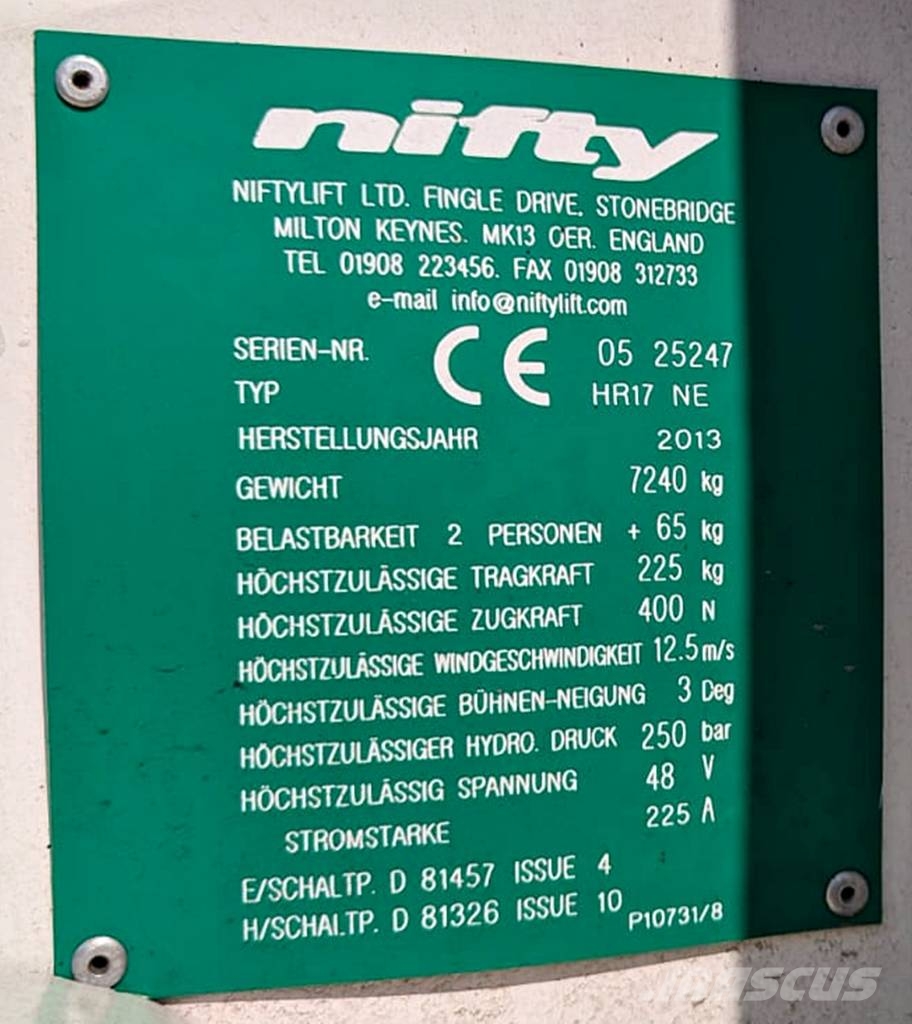 Niftylift HR17NE Knikarmhoogwerkers