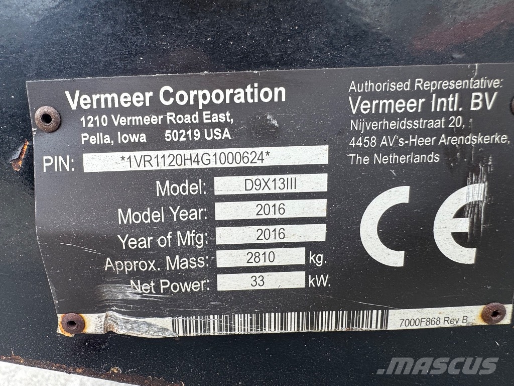 Vermeer D9x13S3 Horizontal Directional Drilling Equipment
