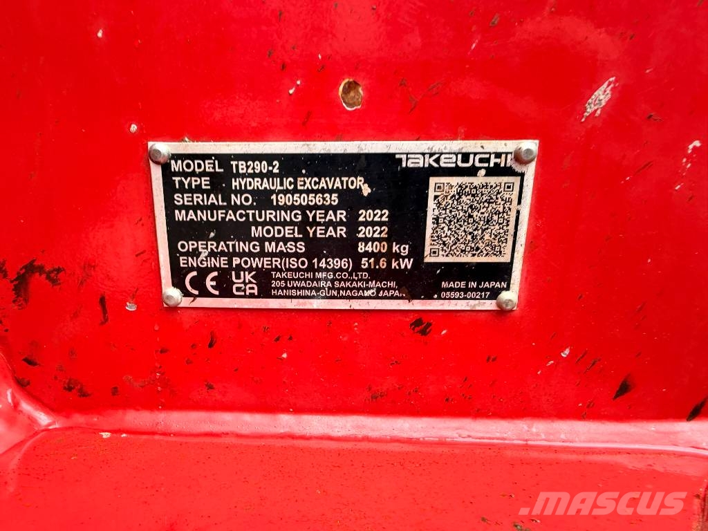 Takeuchi TB 290-2 8 Ton Midi Excavator Excavadoras 7t - 12t