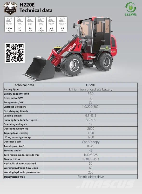 Heracles H220 PRO no cab, cab en elektrisch NIEUW! Wheel loaders