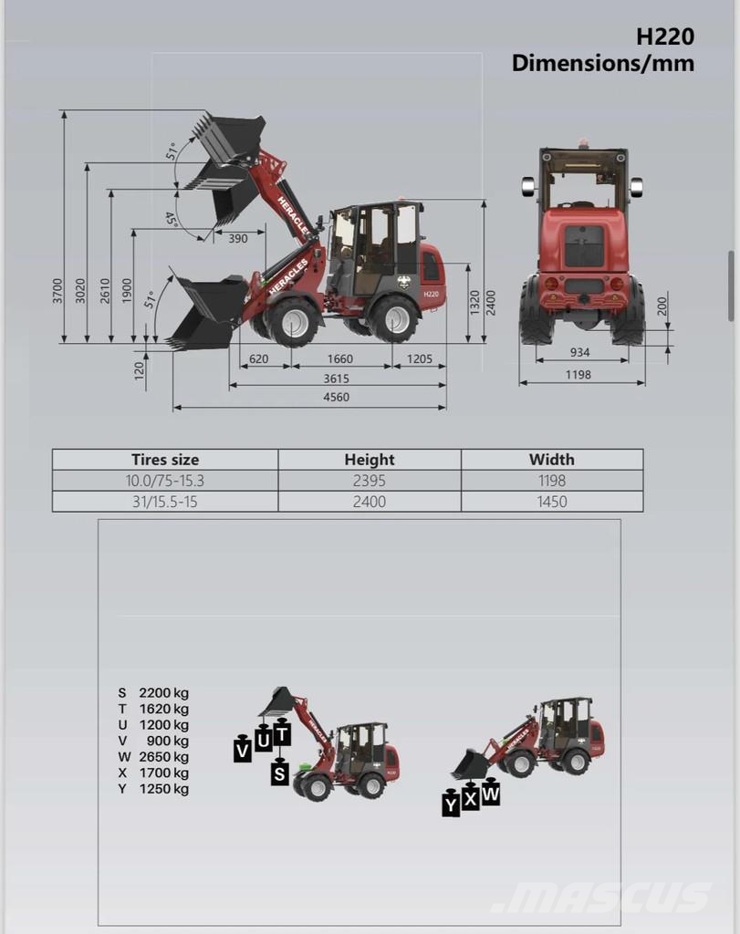 Heracles H220 PRO no cab, cab en elektrisch NIEUW! 휠로우더