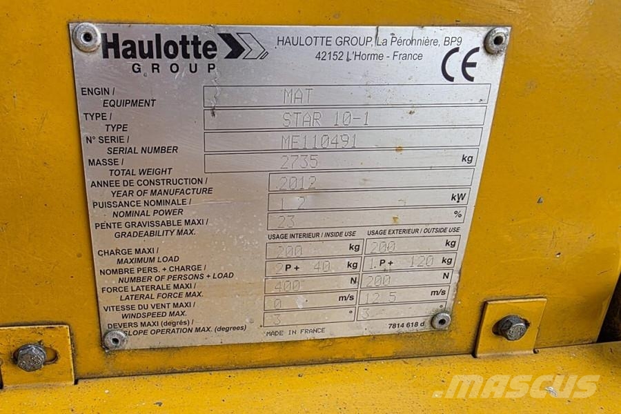 Haulotte STAR 10 Electric, 10m Working Height, 3m Reach, 20 Коленчатые подъемники