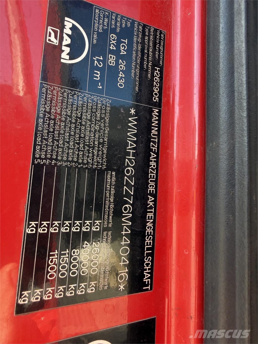 MAN TGA VIN 416 Outros Camiões