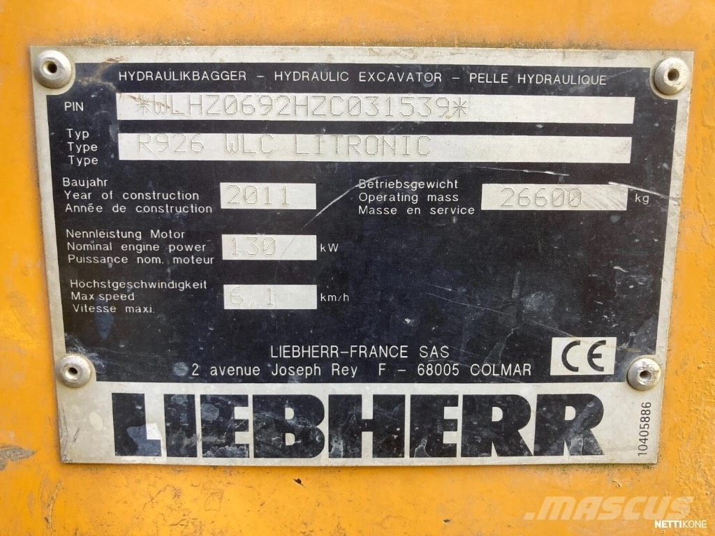 Liebherr R 926 Litronic Εκσκαφείς με ερπύστριες